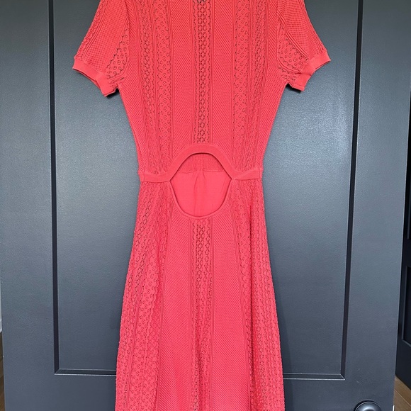 NWT | The Kooples | Red Knit Midi Dress with Cut Out Open Back - Picture 4 of 11